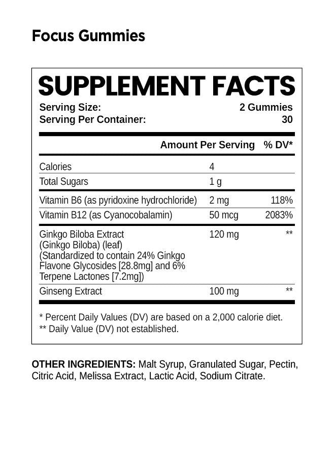 Focus Gummies Ingredients